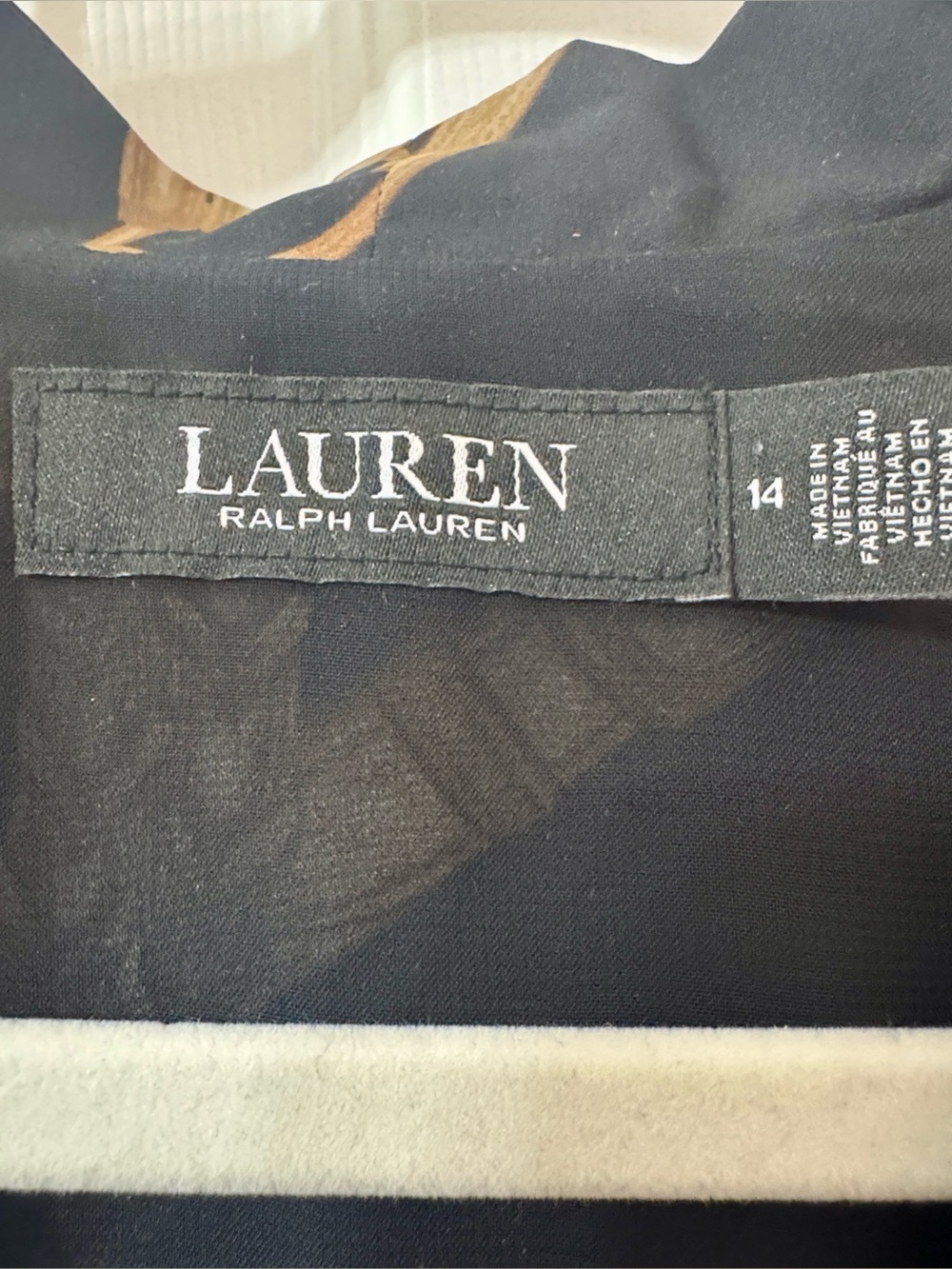 Lauren Ralph Lauren Makeda Dress Black Gold Chain Print Tie Front Mini Dress 14 - Picture 2 of 8